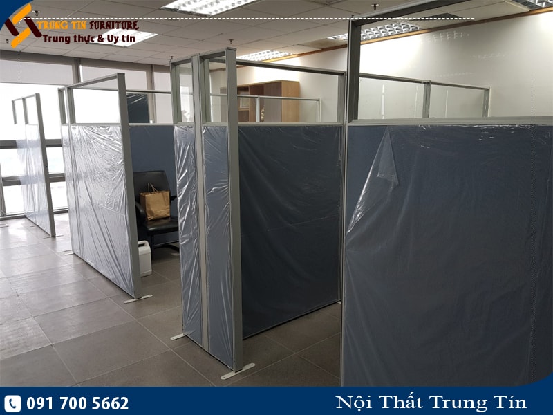 Thi công vách ngăn văn phòng nỉ kính - Tòa nhà điện lực EVN số 11 Cửa Bắc