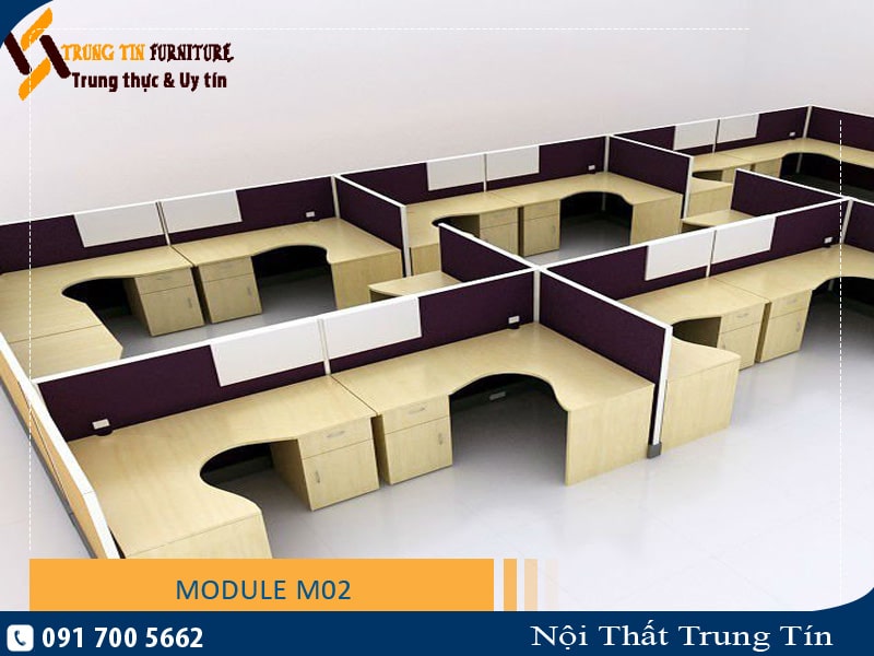 Module bàn làm việ M02 - Vách ngăn văn phòng nỉ giá tốt