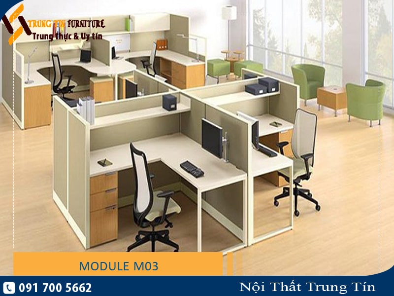 Module bàn làm việc M03 - Vách ngăn nỉ cao cấp
