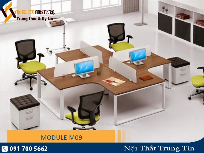 Cụm bàn làm việc 4 người M09 - Hiện đại, giá tốt