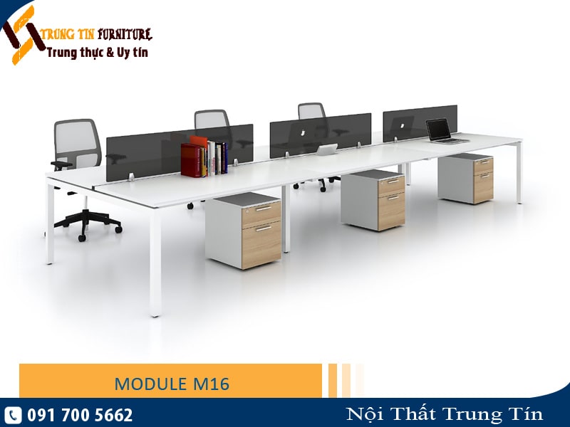 Module bàn làm việc M16 - Cụm bàn làm việc 6 người