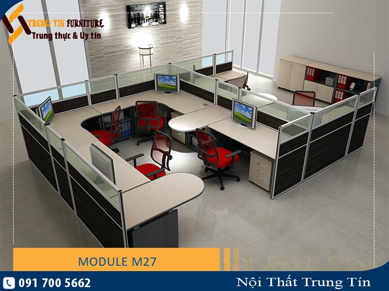 Vách ngăn văn phòng gỗ kính