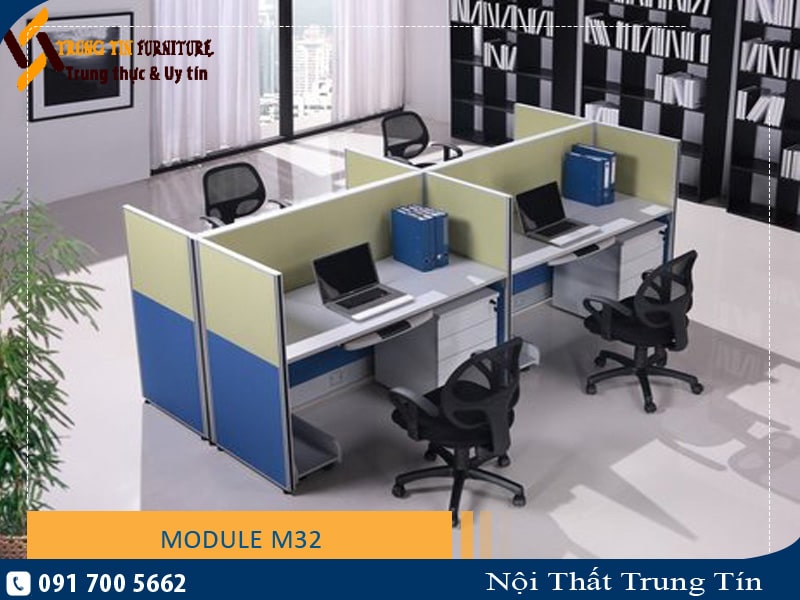 Vách ngăn nỉ - Cụm bàn làm việc 4 người M32