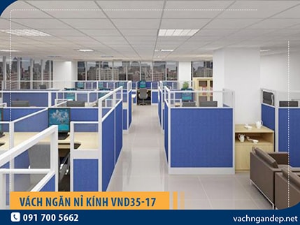 Vách ngăn khung nhôm bọc nỉ kính VND35-17