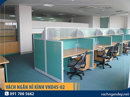 Vách ngăn khung nhôm bọc nỉ kính VND45-02