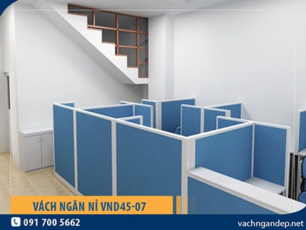 Vách ngăn khung nhôm bọc nỉ kính VND45-07
