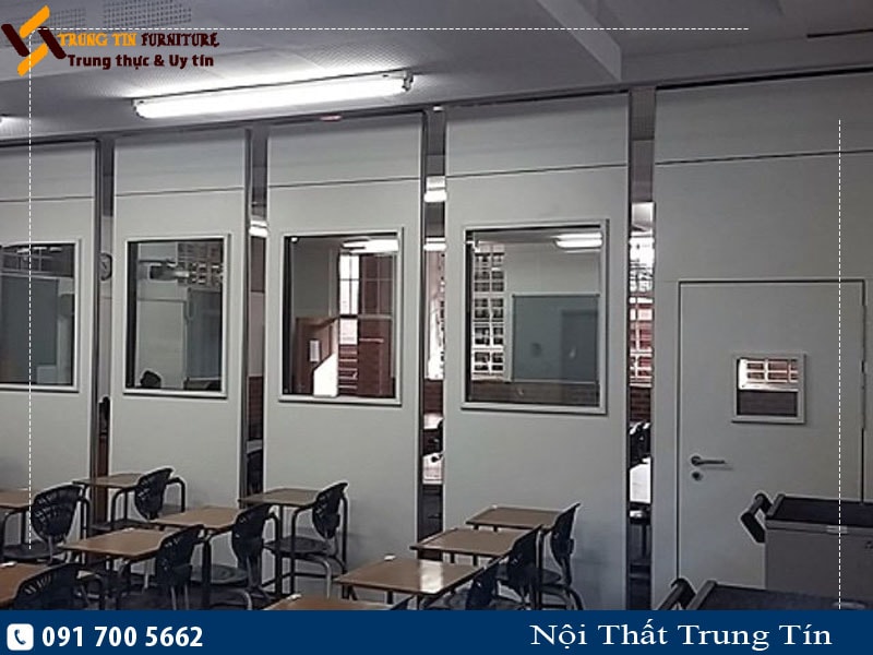 Vách ngăn di động kết hợp kính VNDD25