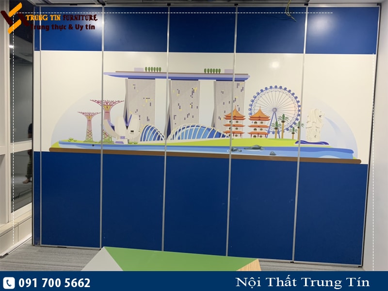 Thi công vách ngăn di động văn phòng công ty du lịch tại Cầu Giấy