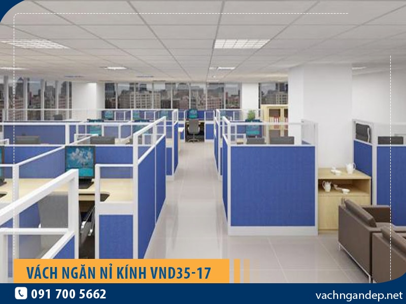 Vách ngăn khung nhôm bọc nỉ kính VN35-17