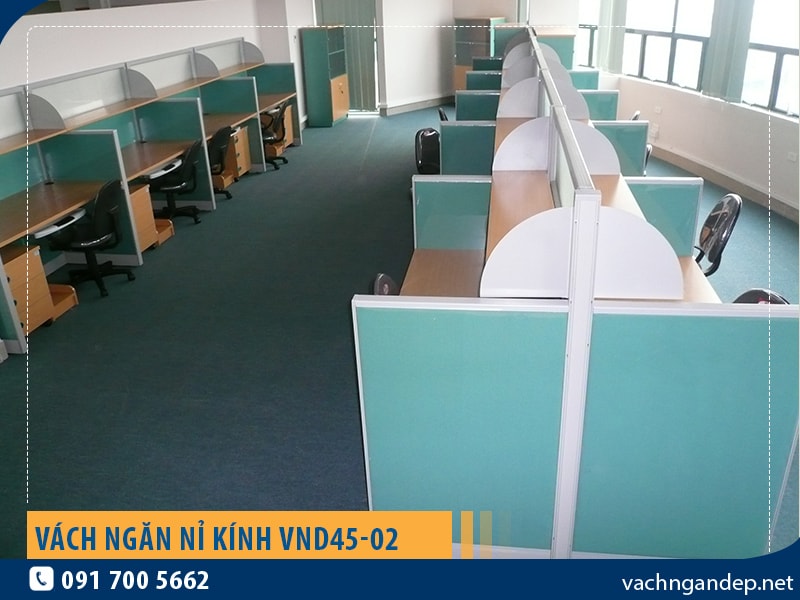 Vách ngăn khung nhôm bọc nỉ kính VND45-02