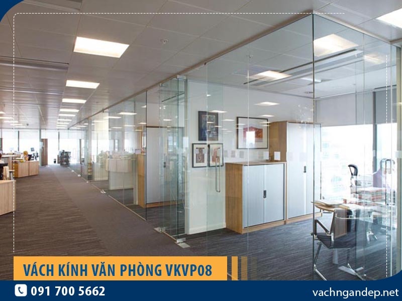 Vách kính văn phòng cường lực VKVP08 hiện đại